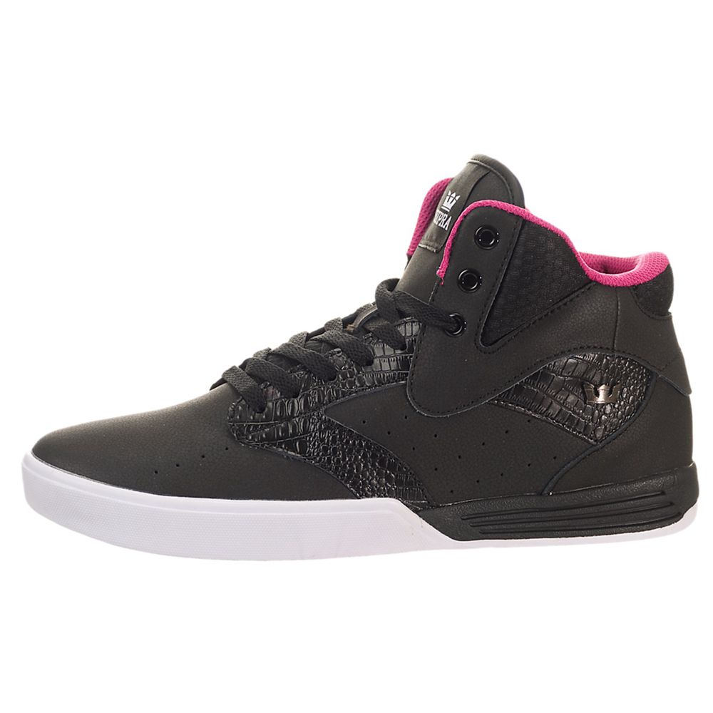 Chaussures de Skate Supra Khan Noir Black/Fuchsia-White Homme | QAS-42320325